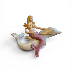 Vintage 1977Mermaid on Dolphin Decorative Figurine